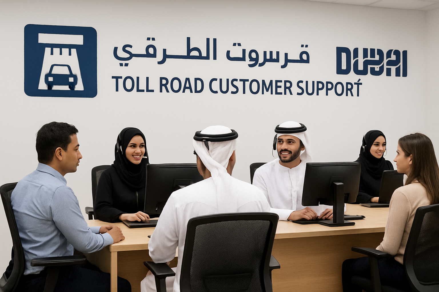 Customer support centre assisting toll road users in Dubai